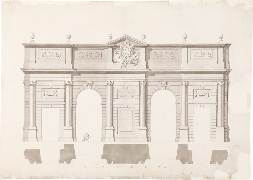 Francisco Sabatini. Proyecto para la Puerta de Alcalá. Primera alternativa, 1769 Dibujo de Francisco Sabatini. Proyecto para la Puerta de Alcalá. Primera alternativa, 1769