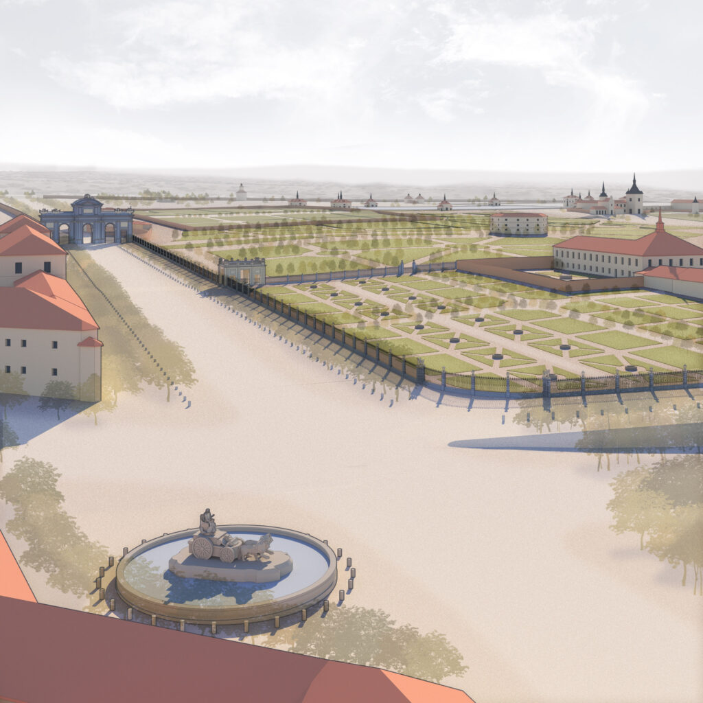 Reconstitución gráfica del Jardín de la Primavera en perspectiva Imagen de reconstitución gráfica del Jardín de la Primavera en perspectiva